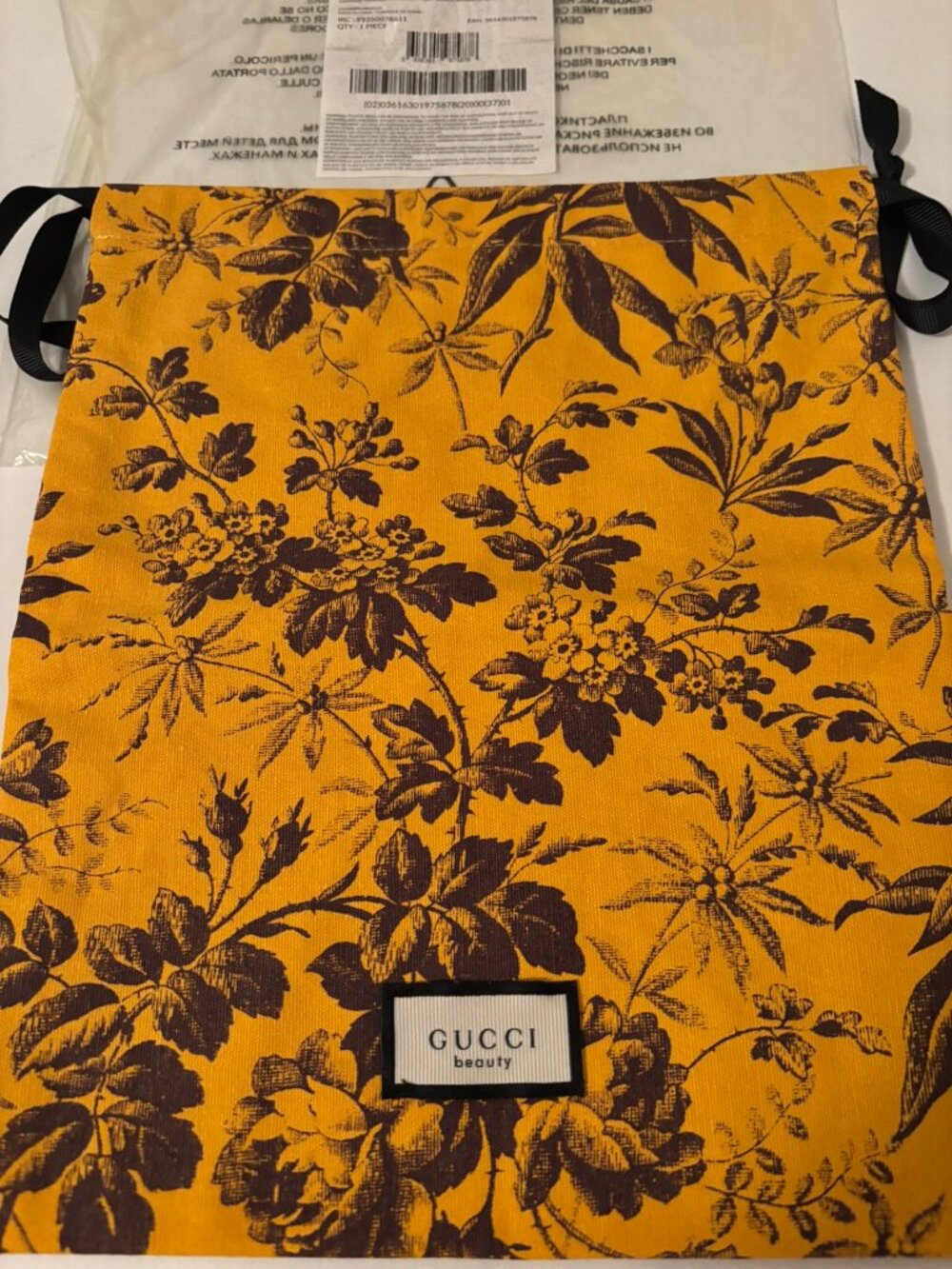 Gucci Beauty Chapter 5 Vintage Floral Jacquard Drawstring Pouch Clutch NWT